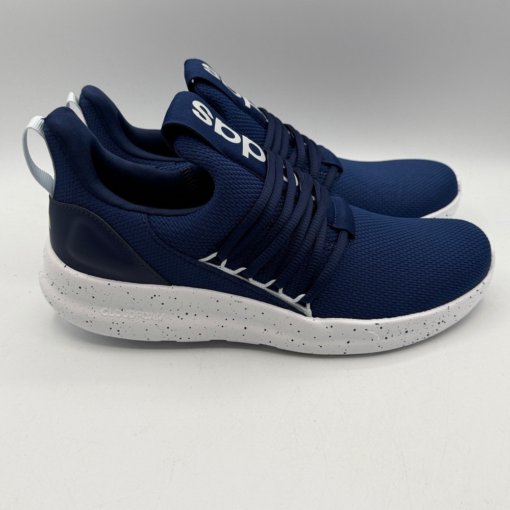 adidas Lite Racer Adapt 7.0 Shoes Mens 8.5 Navy White Speckled Slip On JS0047